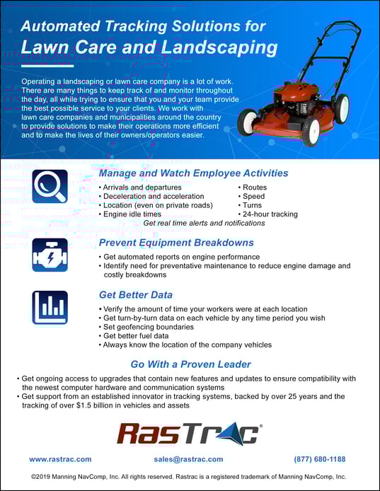 Lawn Care & Landscaping Equipment Tracking Feature Sheet
